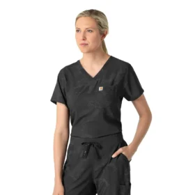 Blusa de trabalho feminina com estampado para usar por dentro das calças