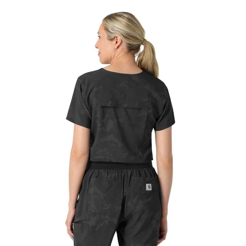 Blusa de trabalho feminina com estampado para usar por dentro das calças