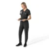 Blusa de trabalho feminina com estampado para usar por dentro das calças