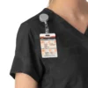 Blusa de trabalho feminina com estampado para usar por dentro das calças