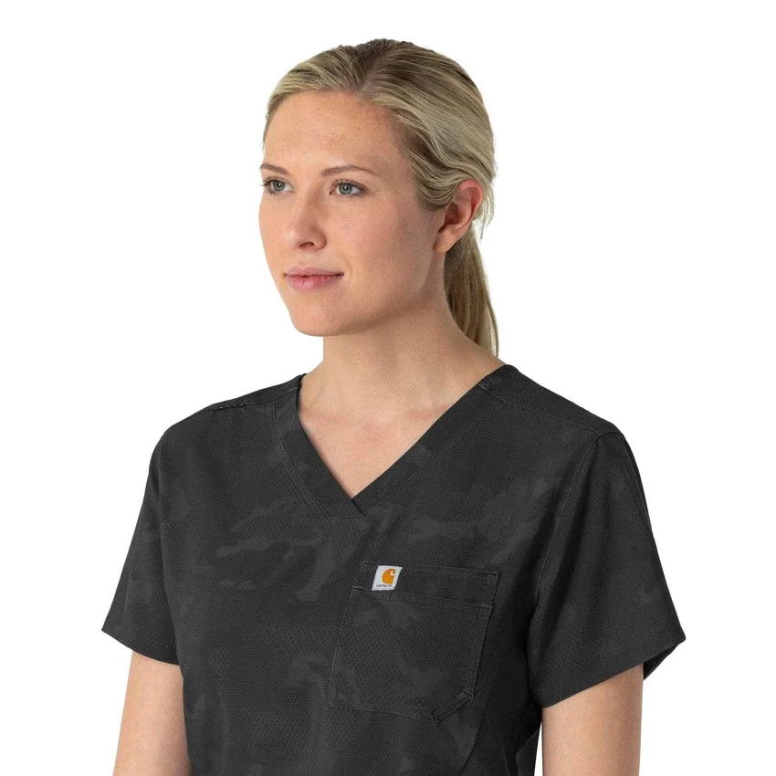 Blusa de trabalho feminina com estampado para usar por dentro das calças