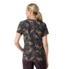 Blusa de trabalho feminina Cross-Flex com decote em V e estampado