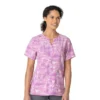 Blusa de trabalho feminina Force com decote em V e estampado