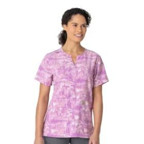 Blusa de trabalho feminina Force com decote em V e estampado