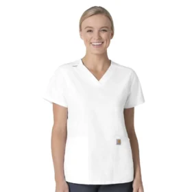Blusa de trabalho feminina Force Essentials com decote em V
