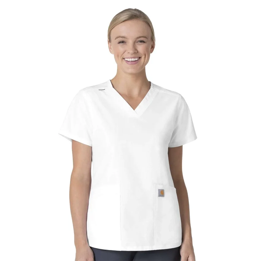 Blusa de trabalho feminina Force Essentials com decote em V