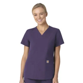 Blusa de trabalho feminina Force Essentials com decote em V