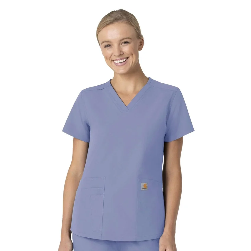Blusa de trabalho feminina Force Essentials com decote em V