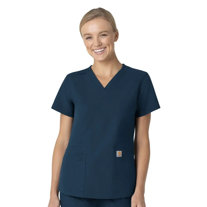 Blusa de trabalho feminina Force Essentials com decote em V