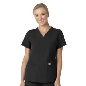 Blusa de trabalho feminina Force Essentials com decote em V
