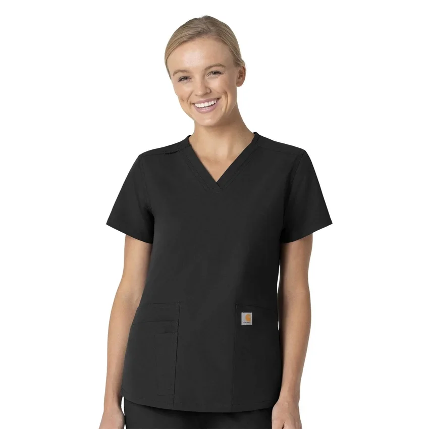 Blusa de trabalho feminina Force Essentials com decote em V