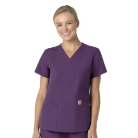 Blusa de trabalho feminina Force Essentials com decote em V