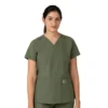 Blusa de trabalho feminina Force Essentials com decote em V