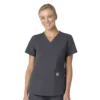 Blusa de trabalho feminina Force Essentials com decote em V