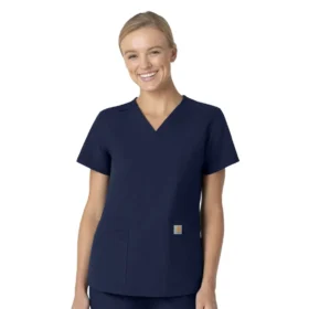 Blusa de trabalho feminina Force Essentials com decote em V