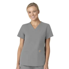 Blusa de trabalho feminina Force Essentials com decote em V