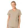 Blusa de trabalho feminina Force Essentials com decote em V