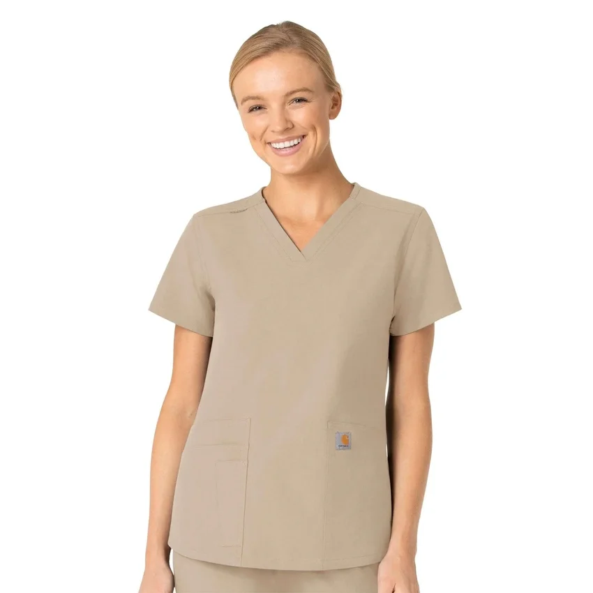 Blusa de trabalho feminina Force Essentials com decote em V