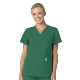 Blusa de trabalho feminina Force Essentials com decote em V