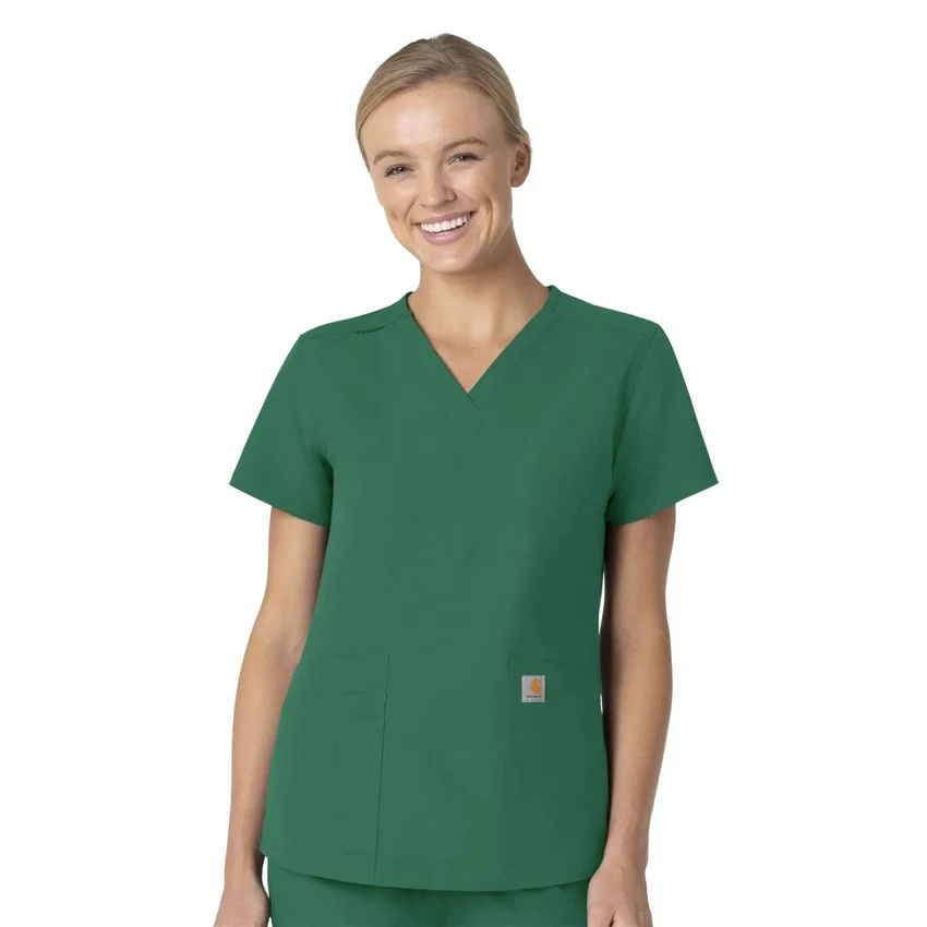 Blusa de trabalho feminina Force Essentials com decote em V