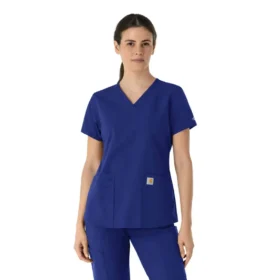 Blusa de trabalho feminina Force Essentials com decote em V
