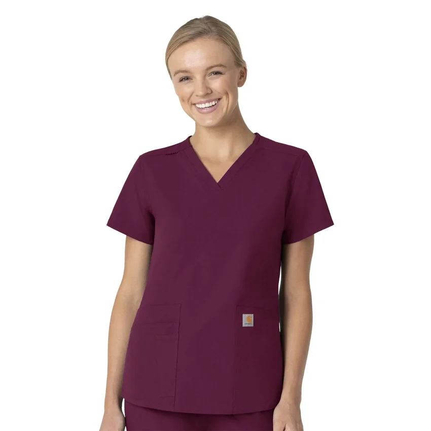 Blusa de trabalho feminina Force Essentials com decote em V