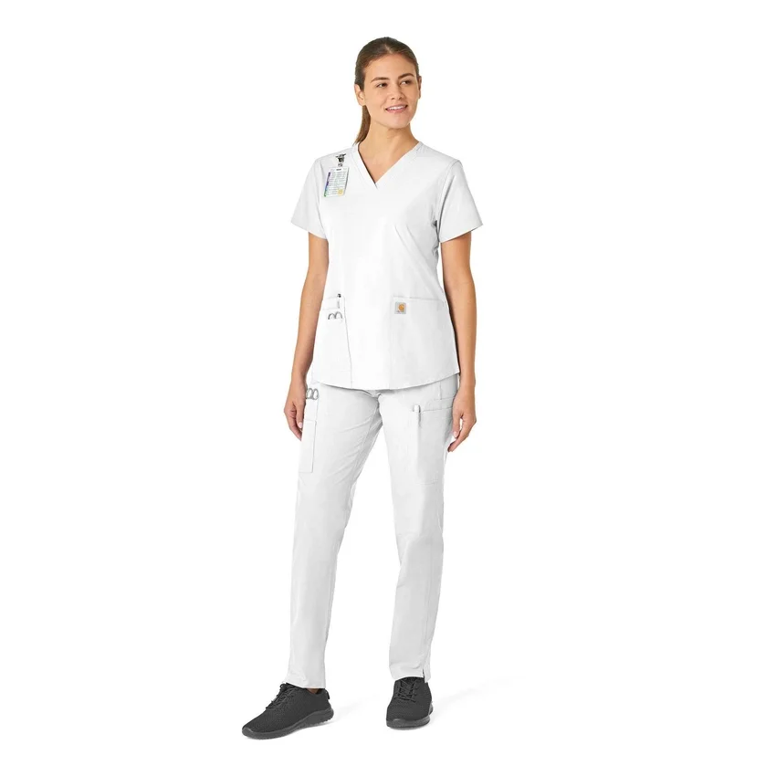 Blusa de trabalho feminina Force Essentials com decote em V