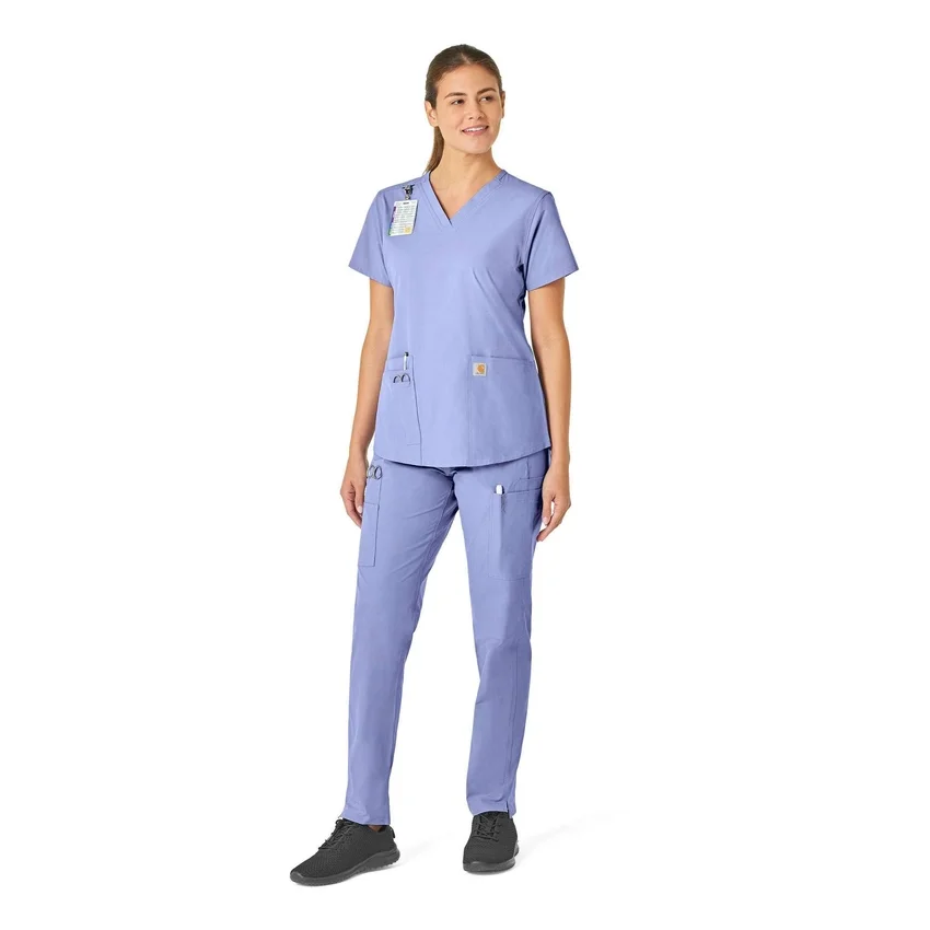 Blusa de trabalho feminina Force Essentials com decote em V