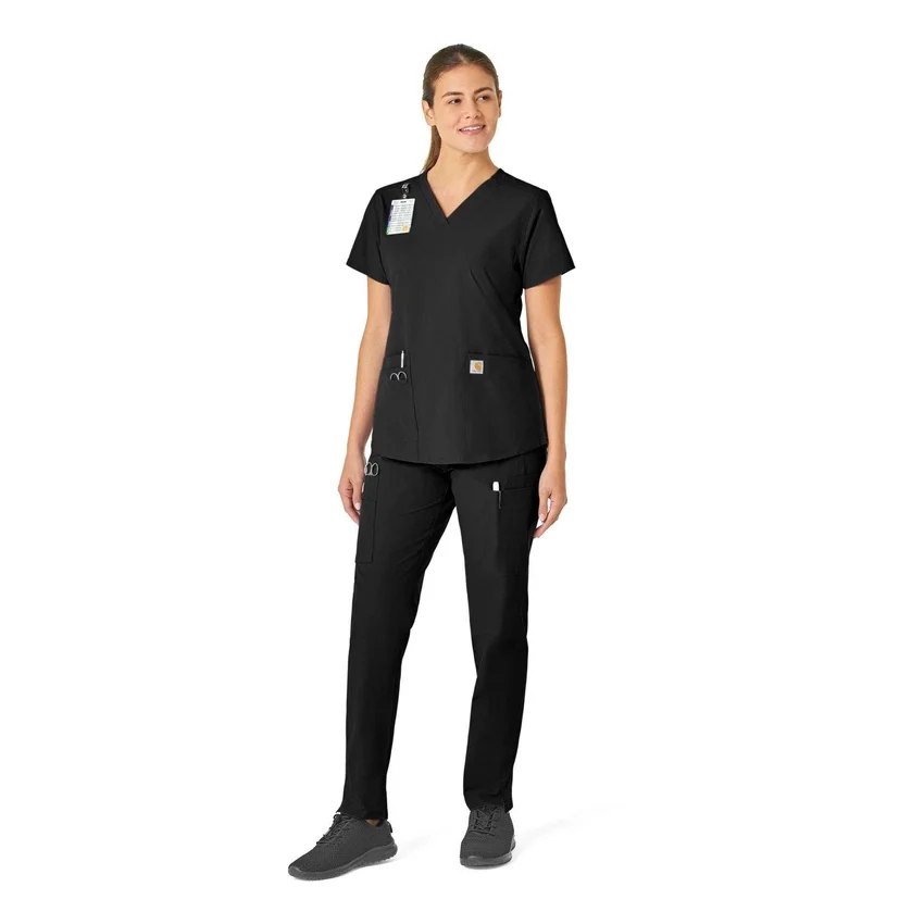 Blusa de trabalho feminina Force Essentials com decote em V