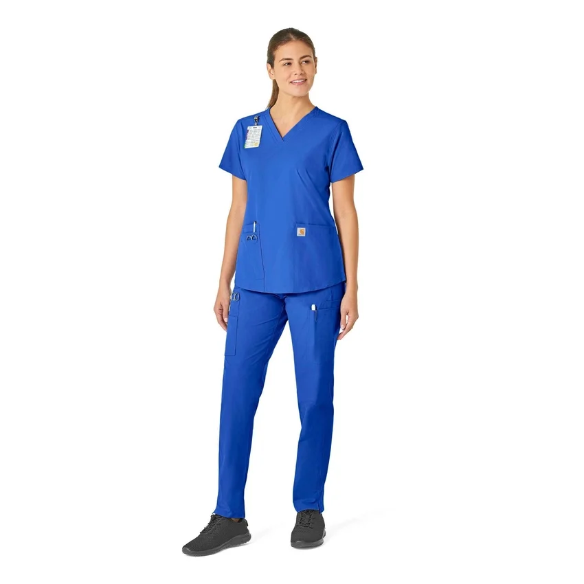 Blusa de trabalho feminina Force Essentials com decote em V