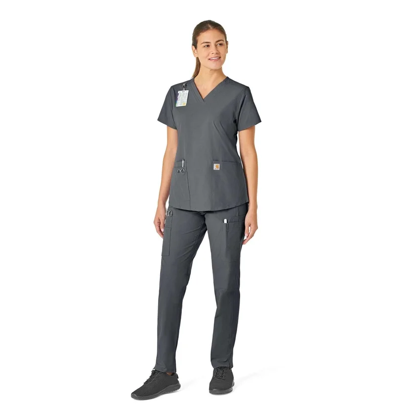 Blusa de trabalho feminina Force Essentials com decote em V
