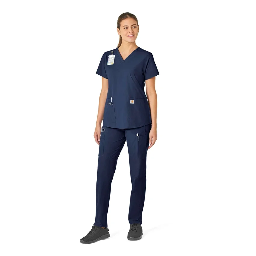 Blusa de trabalho feminina Force Essentials com decote em V