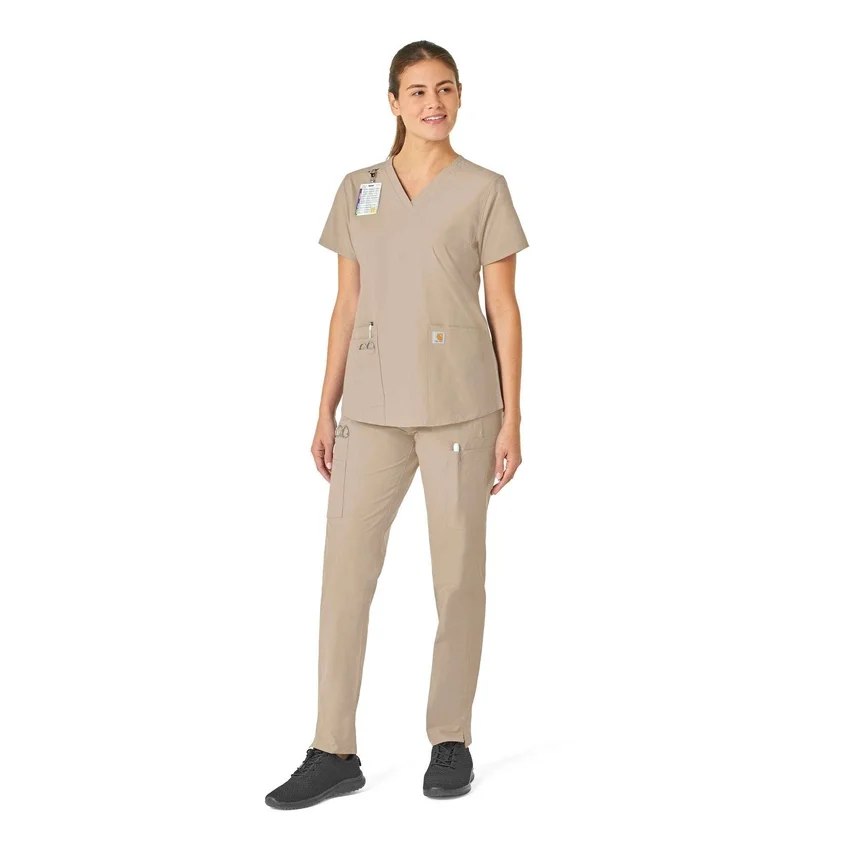 Blusa de trabalho feminina Force Essentials com decote em V