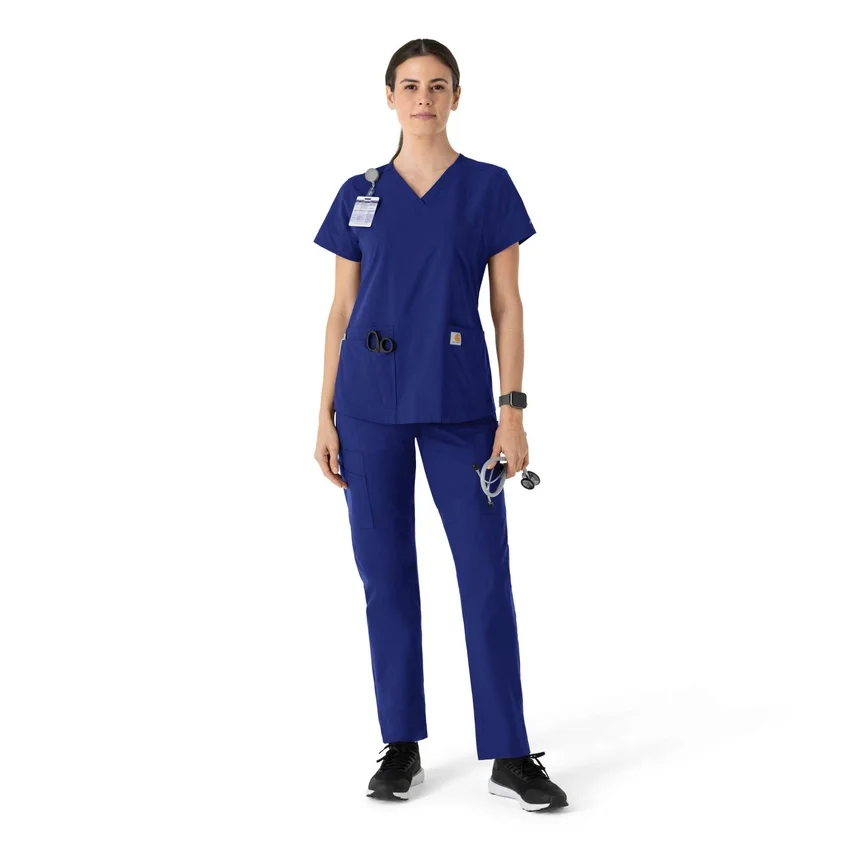 Blusa de trabalho feminina Force Essentials com decote em V