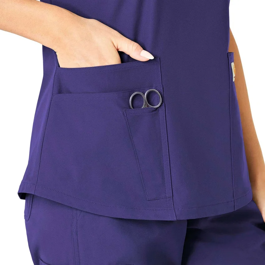 Blusa de trabalho feminina Force Essentials com decote em V