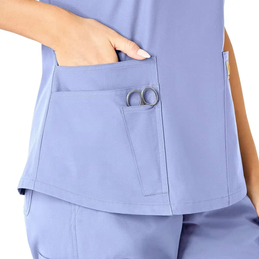 Blusa de trabalho feminina Force Essentials com decote em V