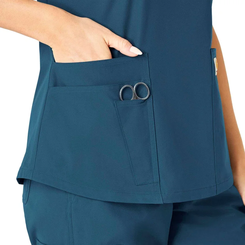 Blusa de trabalho feminina Force Essentials com decote em V