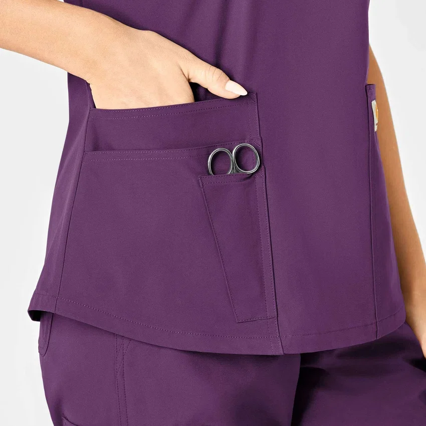 Blusa de trabalho feminina Force Essentials com decote em V