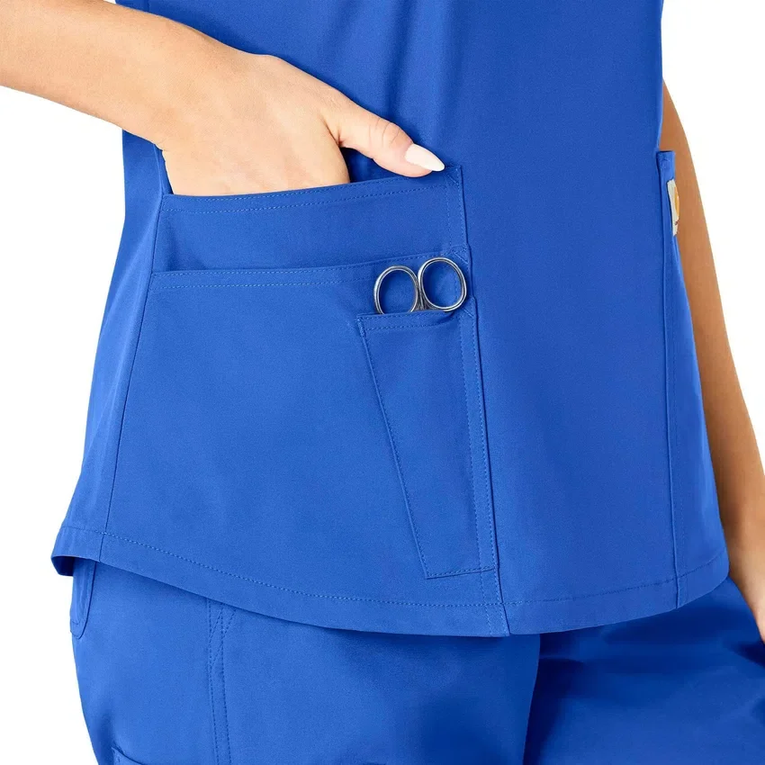 Blusa de trabalho feminina Force Essentials com decote em V