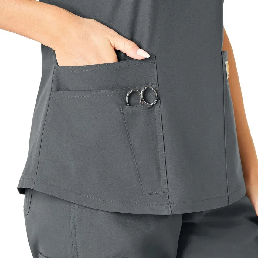 Blusa de trabalho feminina Force Essentials com decote em V