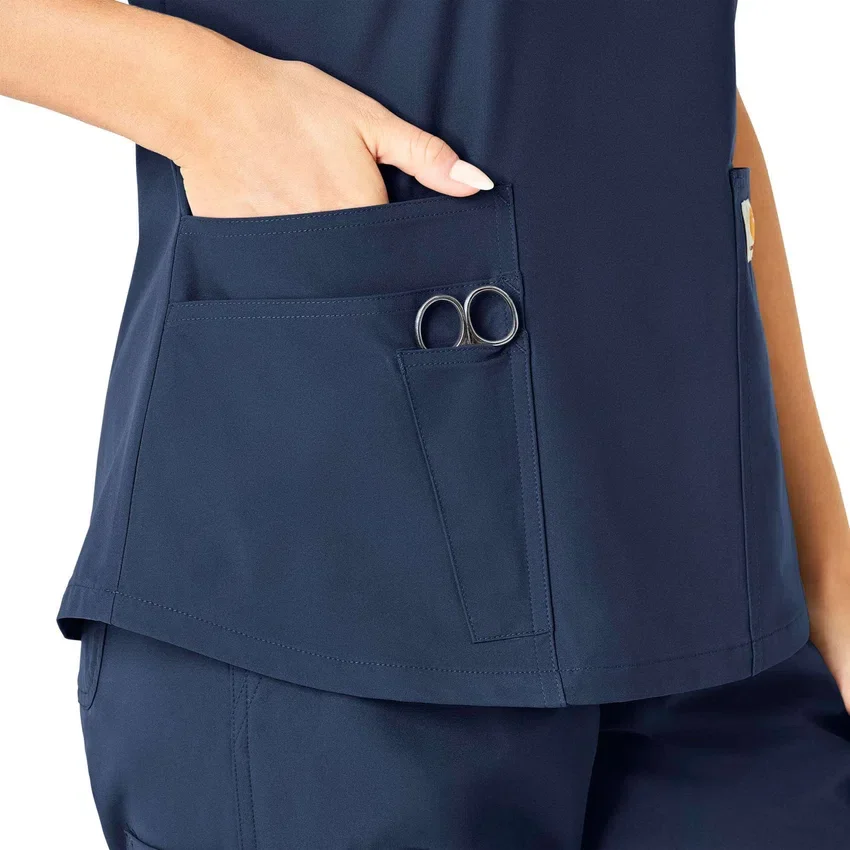 Blusa de trabalho feminina Force Essentials com decote em V