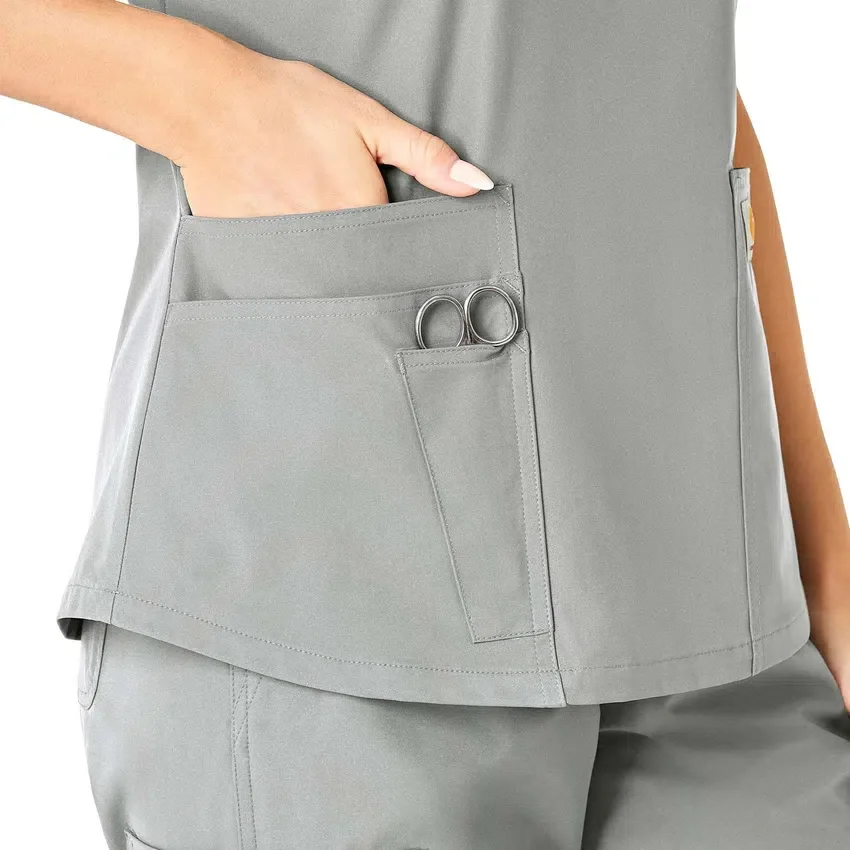 Blusa de trabalho feminina Force Essentials com decote em V