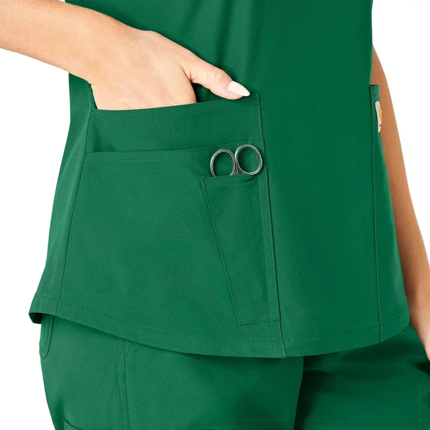 Blusa de trabalho feminina Force Essentials com decote em V