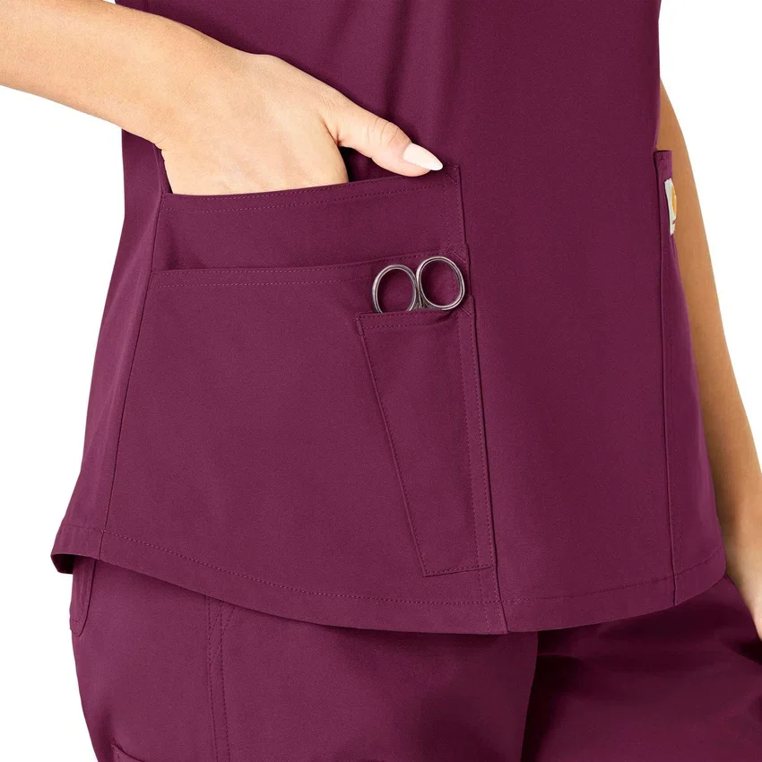 Blusa de trabalho feminina Force Essentials com decote em V