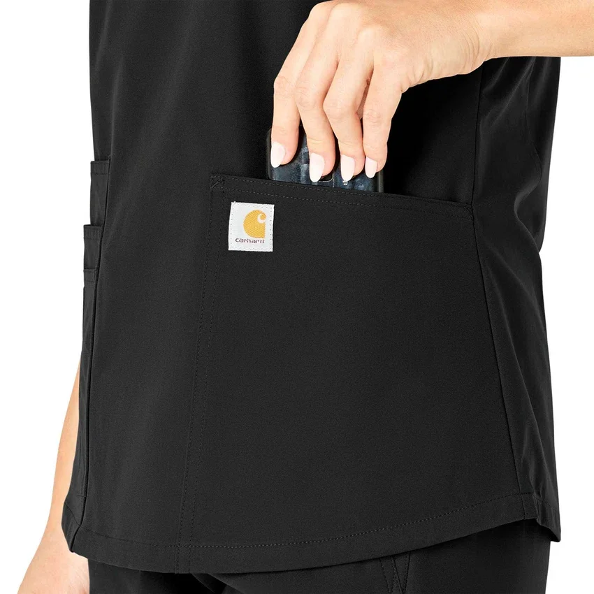 Blusa de trabalho feminina Force Essentials com decote em V
