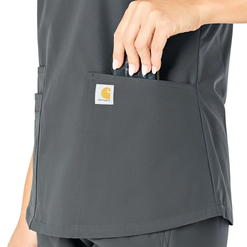 Blusa de trabalho feminina Force Essentials com decote em V
