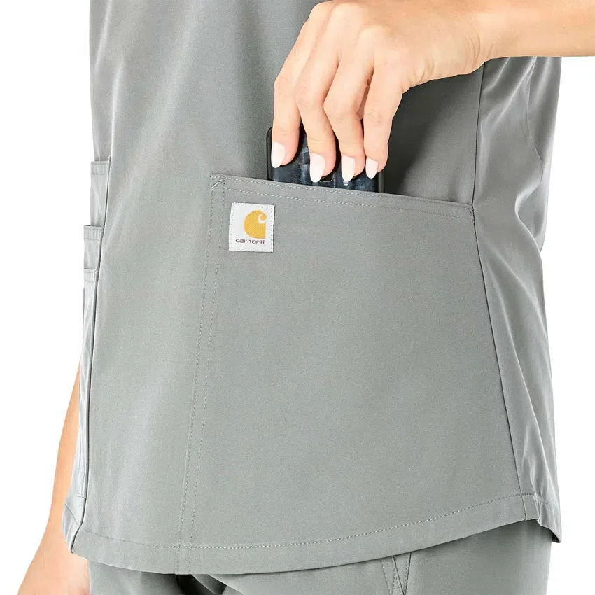 Blusa de trabalho feminina Force Essentials com decote em V