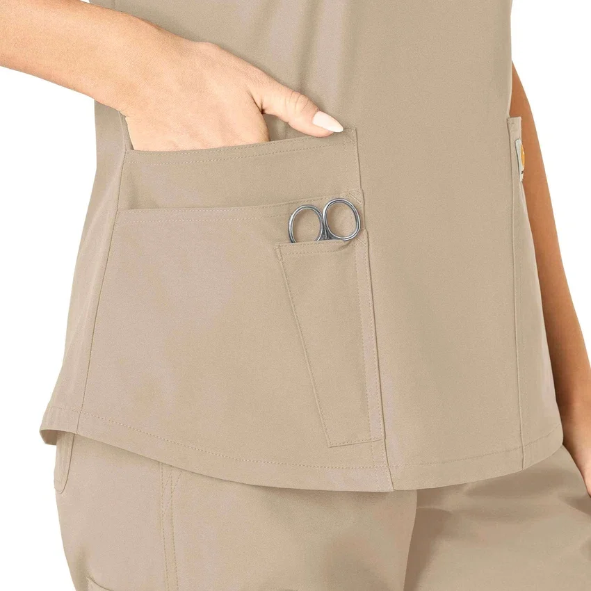 Blusa de trabalho feminina Force Essentials com decote em V