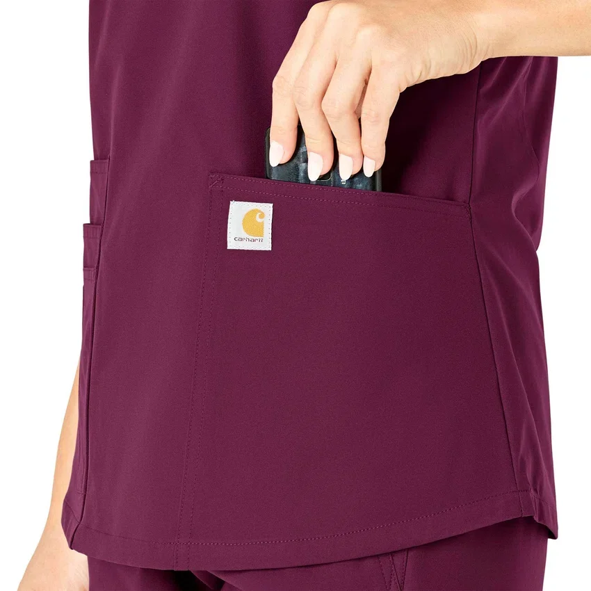 Blusa de trabalho feminina Force Essentials com decote em V