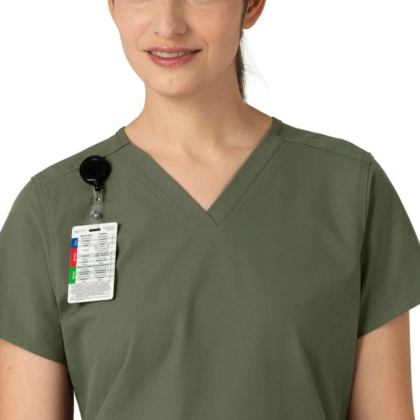 Blusa de trabalho feminina Force Essentials com decote em V